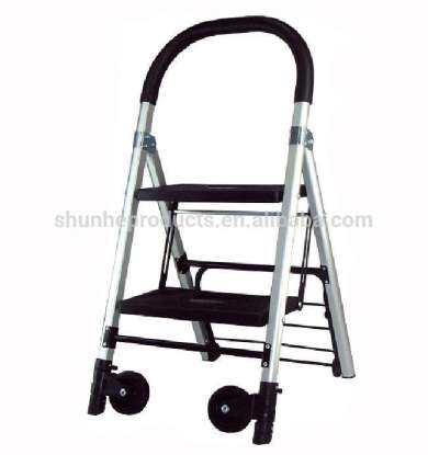 Aluminum foldable Ladder cart, step trolley, foldable Ladder