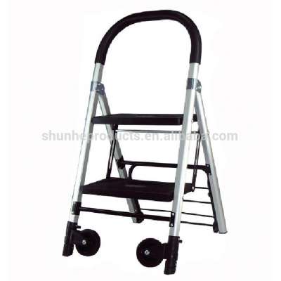 Aluminum foldable Ladder cart, step trolley, foldable Ladder